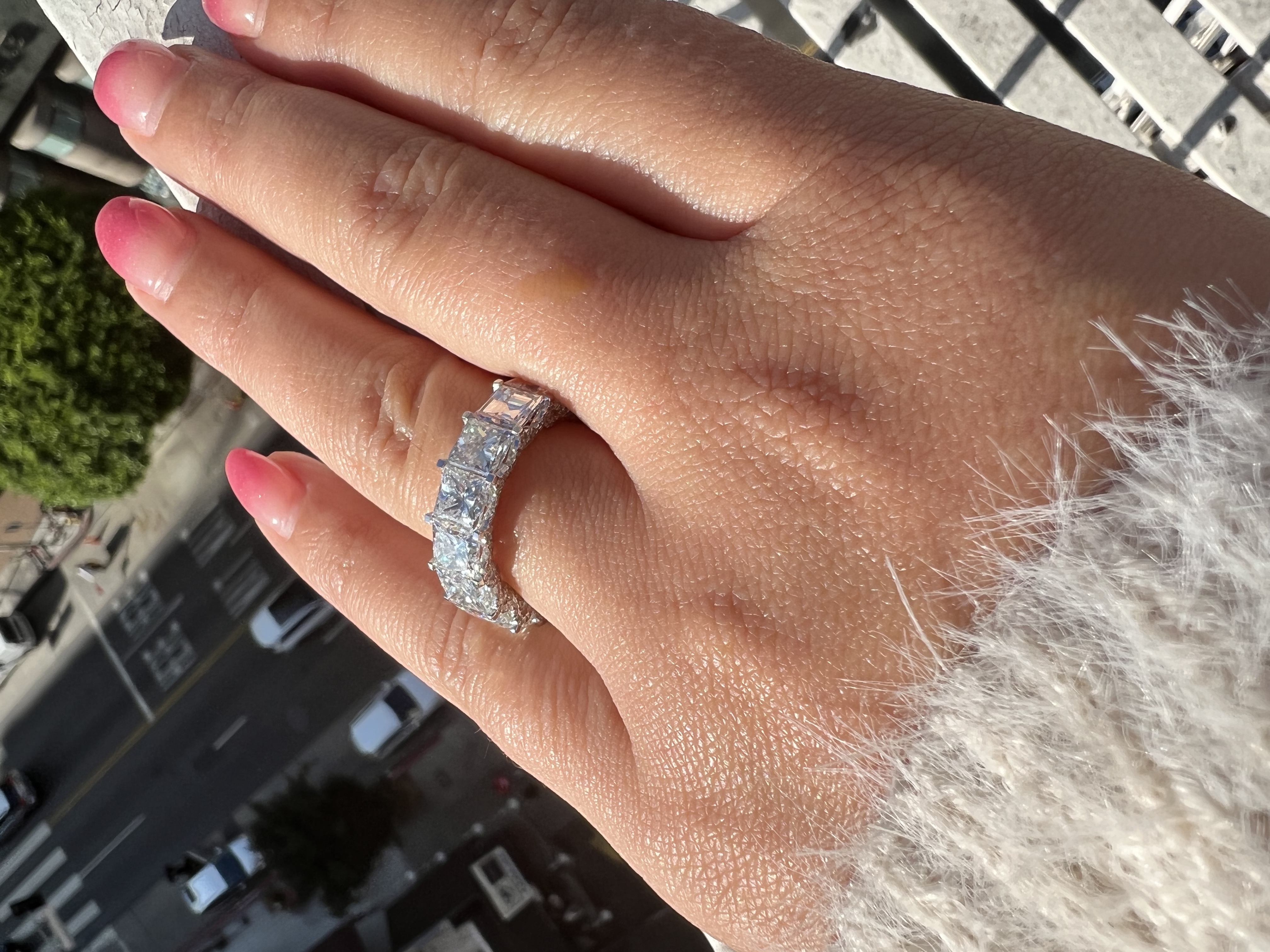 Princess Cut Eternity Band with Round shape Side Diamonds